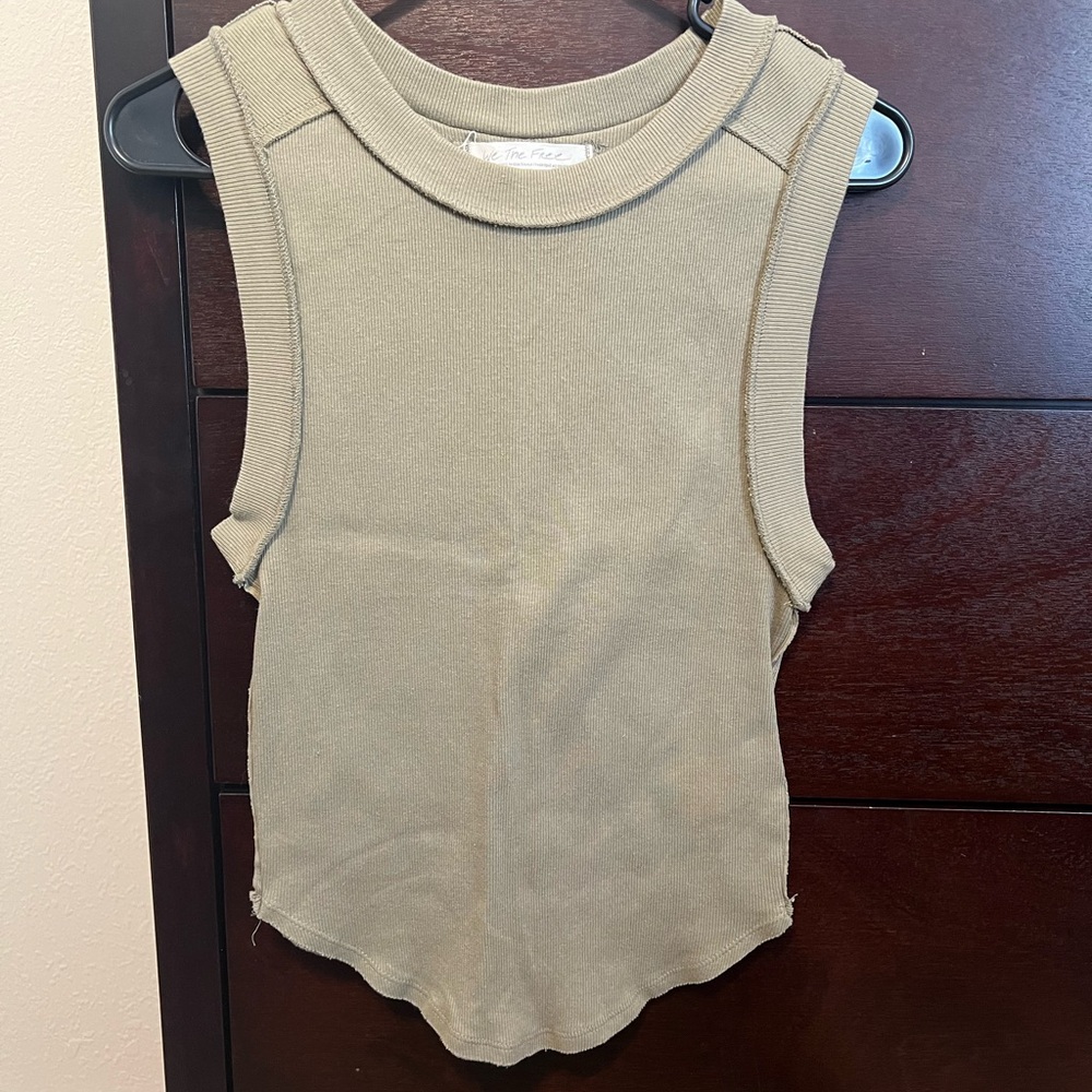 Free People Ribbed Green Tank Top